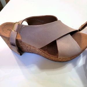 Clarks Beige Wedge Sandals